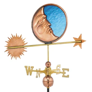 Stained Glass Moon Weathervane - Pure Copper by Good Directions (Retired)