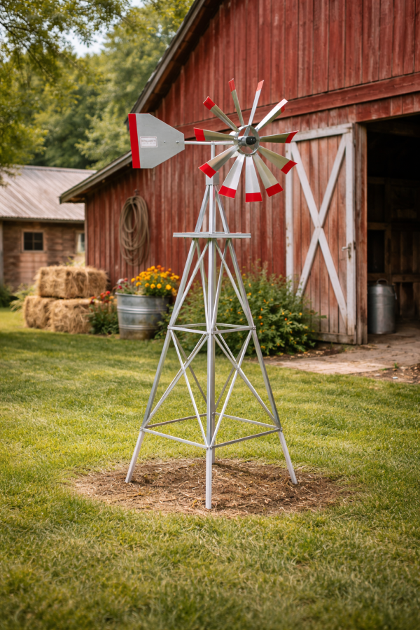 Six Foot Ornamental (6 ft.) Aluminum Windmill – WeatherVanes.com