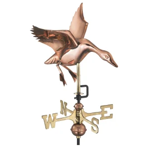Landing Duck Cottage Weathervane - Polished Copper w/Roof Mount by Good Directions(Retired)