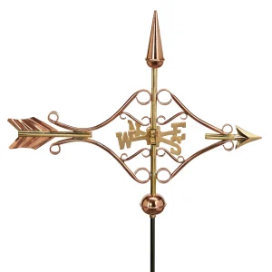 Victorian Arrow Cottage Weathervane - Polished Copper w/Roof Mount by Good Directions