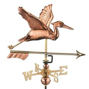 Blue Heron with Arrow Garden Weathervane - Pure Copper w/Garden Pole by Good Directions(Retired)