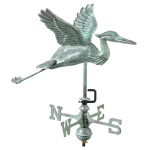 Blue Heron Cottage Weathervane - Blue Verde Copper w/Roof Mount by Good Directions(Retired)