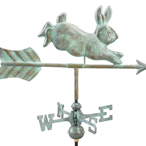 Rabbit Garden Weathervane - Blue Verde Copper w/ Garden Pole
